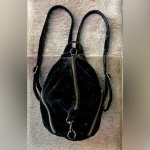 Rebecca Minkoff black velvet mini backpack